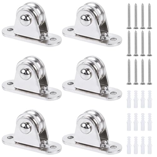 Small Pulley Block 1" Mini Duplex Pulley Roller Frictionless Silent Wheel Heavy Duty Fixed Pulley Loading 176 lb for Rope Cable Cord Guide & Wall Ceiling Mount DIY Project - 6 Pack - size: 6 Pack
