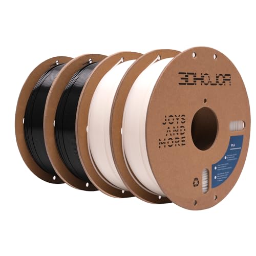 3DHoJor PLA Filament 1.75mm,3D Printer Filament 1kg*4 Bundle Cardboard Spool, Fit Most FDM 3D Printer,Dimensional Accuracy +/- 0.03 mm,Vacuum Packaging-Black+White 4Pack - color: Black+white 4pack