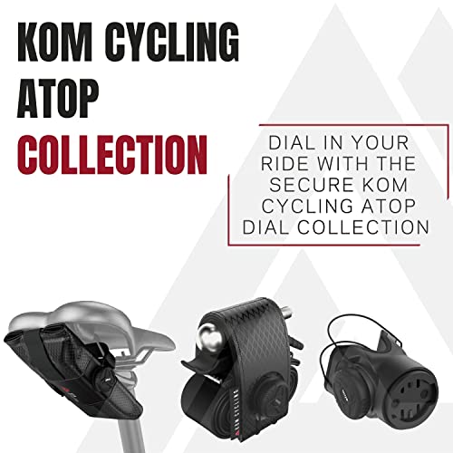 KOM Cycling Saddle Tool Roll Bag for Road, Mountain Biking, and Gravel Cycling - Saddle Roll is an alternative to the traditional Cycling Saddle Bag - Features 3 pockets and ATOP dial for tightening! - color: Stealth Black