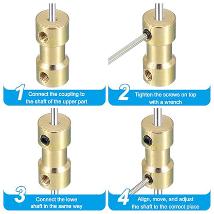 PATIKIL Brass Shaft Coupling Joint 3.2mm to 4mm, 8 Pcs Motor Shaft Coupler Extension Connector Rigid Sleeve Adapter Transmission Joint with Screws for RC Car Tires Shaft Motor - size: 3.2mm to 4mm