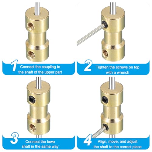 PATIKIL Brass Shaft Coupling Joint 3mm to 5mm, 8 Pcs Motor Shaft Coupler Extension Connector Rigid Sleeve Adapter Transmission Joint with Screws for RC Car Tires Shaft Motor - size: 3mm to 5mm