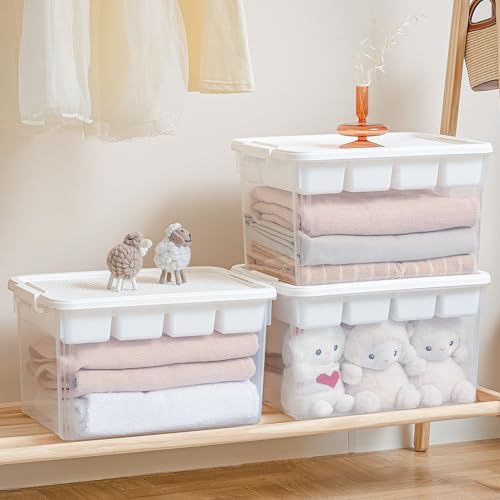Citylife 32QT 2-Pack Clear Craft Storage Box Buildable Lid Removable Tray - size: 2 Packs-32 QT
