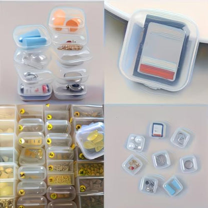 20PCS,Mini Transparent Plastic Jewelry Storage Boxes with Lids, Clear Square Containers for Earrings, Pills, Beads, Cosmetics And Craft Supplies | Durable Stackable Small Item Organizers,20PCS - color: 20PCS