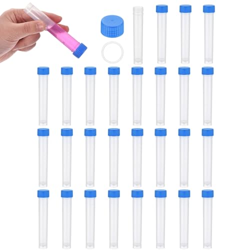 PATIKIL 10mL Plastic Cryogenic Vial, 28Pcs Cryogenic Storage Tube Lab Frozen Test Tube Container Storage Screw Cap for Lab Laboratory Science, Blue Clear - color: Blue, size: 10ml