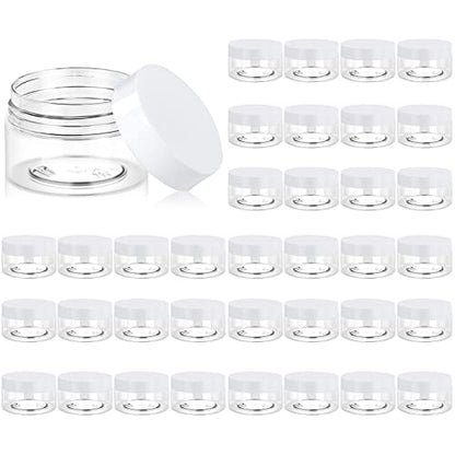 Eternal Moment 36 Pack 1 OZ Plastic Jars Clear Cosmetic Container with Lids - color: White Lid, size: 1 Ounce