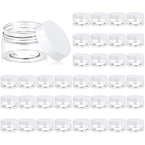 Eternal Moment 36 Pack 1 OZ Plastic Jars Clear Cosmetic Container with Lids - color: White Lid, size: 1 Ounce