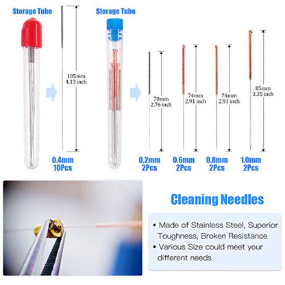 Glarks 29Pcs 3D Printer Nozzle with Nozzle Replacement Tool Kit, 6Pcs 0.2mm,0.3mm, 0.4mm, 0.5mm, 0.6mm, 0.8mm Brass Nozzle and 18Pcs Cleaning Needles and 3Pcs Nozzle Change Tool with Tweezer