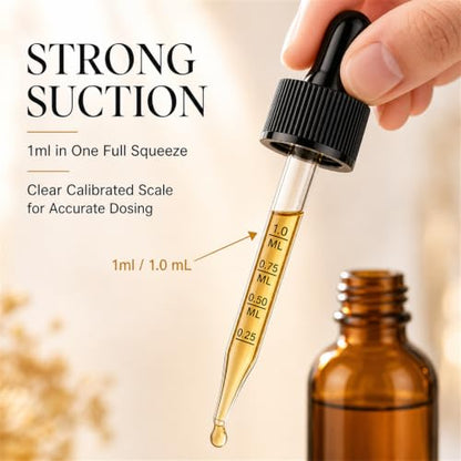 PrettyCare 12 Pack 2 oz Amber Glass Dropper Bottles with Graduated Scale, Thick Tincture Bottles for Essential Oils, Hair Oil & Perfume - Refillable Travel Containers with Silicone Tip - color: 2oz Amber with Black Cap, style: 12 Pack