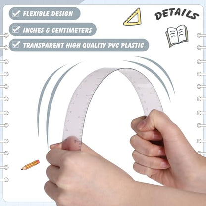 60 Pcs 12 Inch Bulk Plastic Clear Rulers, School Supplies, Morandi - color: Morandi