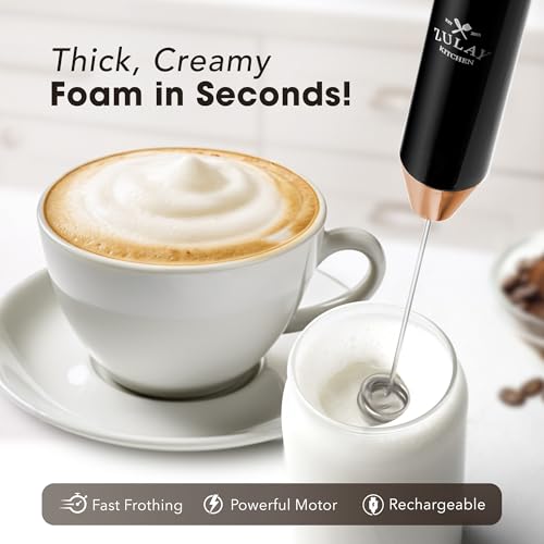 Zulay Kitchen Rechargeable Milk Frother Handheld - Frother Wand, Drink Mixer, Electric Whisk Frother, for Cappuccinos, Matcha & Protein Powder - Lux 4 Whisk 2 Speed Waterproof 2000mAh Black Copper - color: 05 - Black Copper, size: Rechargeable Z1 Motor Ma