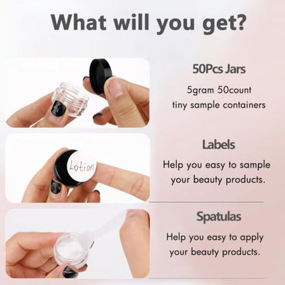 5 Gram Sample Containers 50 Count Small Travel Containers with Lids - color: Black