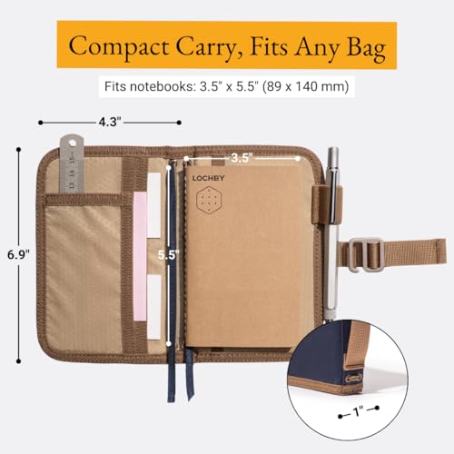 LOCHBY® Mini Field Journal | Water Resistant Waxed Canvas | Pen Loop | Included Tomoe River Notebook | Perfect for Travel, Art, Bullet Journal - color: Nautical, size: Pocket-size Hook