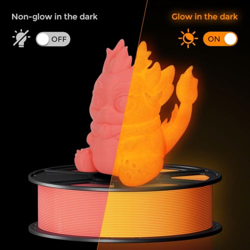 FLASHFORGE Glow in The Dark Rapid PLA Filament 1.75mm, High Flow Speedy 3D Printer Filament Luminous Red, Max 500mm/s High-Speed Printing, High Brightness and Long-Lasting Glowing Effect - color: Luminous Red