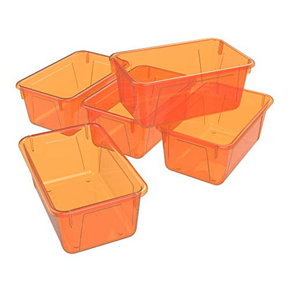 Storex Small Cubby Bin, 12.2 x 7.8 x 5.1 Inches, Candy Orange, 5-Pack (62479U05C) - color: Tint Orange, style: Bin Only