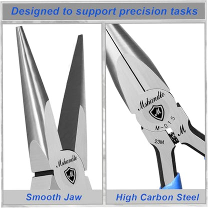 Smooth Jaw Needle Nose Pliers, mshandto 4.8" Non-Serrated High Carbon Steel Long Nose Pliers for Jewelry Making, Wire Bending & Craft DIY, Electronics Repair, Object Grasping Precision Pliers - size: 4.8"-1Pack-Smooth Jaw