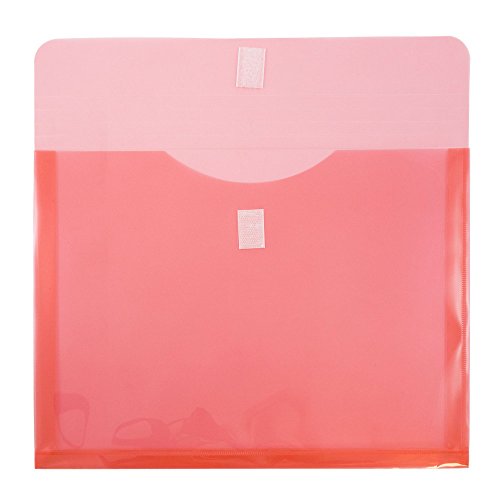 JAM PAPER Plastic Expansion Envelopes with Hook & Loop Closure - Letter Booklet - 9 3/4 x 13 with 1 Inch Expansion - Red - 12/Pack - color: Red, size: 1" Expansion