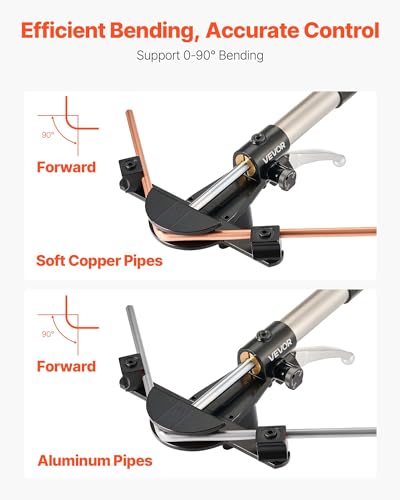 VEVOR Hydraulic Tubing Bender Kit, 1/4 to 7/8 Inch, Copper Tube Pipe Bender, HVAC Bending Tool Set, 90° Bend, with 7 Aluminium Alloy Dies, for HVAC Air Conditioning Refrigeration Automotive Repair - color: Black