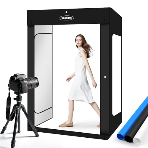 Professional Photography Studio LED Dimmable Large Shooting Tent 47x39x78 ZKEEZM Large Lightbox Photo Video Continuous Lighting Cube Shooting Tent Kit Soft Box with 3Colours Backdrops and Carrying Bag - size: 78 inches with 5600K