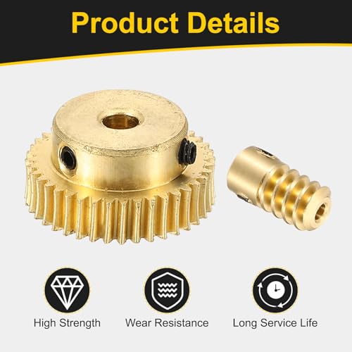 uxcell Worm Gear Set Right Rotation 40T 0.5 Module 1:40 Reduction Rate - size: Gear-4mm, Rod-2mm Bore, style: 0.5M-40T