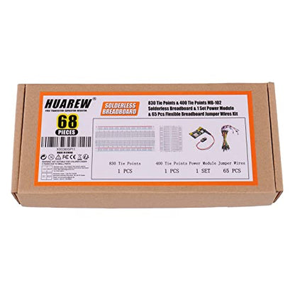 Breadboard Kit with Power Supply Module， Jumper Wires，Battery Clip，830 & 400 tie-Points Breadboard