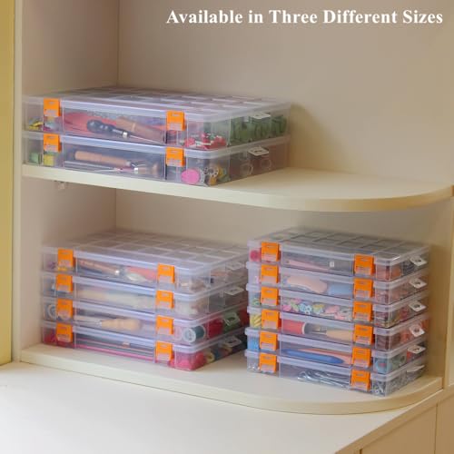 2 Pack Fixed 21 Grids Large Clear Plastic Storage Box - size: L