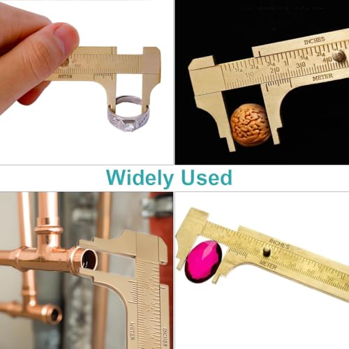 Pocket Caliper, 100mm Double Scale Sliding Gauge Brass Vernier Caliper Tool Handy Pocket Ruler - MM Measuring Tool Metal Caliper Measuring Tool Mini Caliper for Measuring Bead Wire Jewelry Rings 1PCS