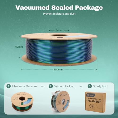 3DHoJor Silk PLA Filament 1.75mm Blue Green Dual Color PLA 3D Printer Filament 2 in 1 Coextrusion 1KG Spool(2.2lbs) 3D Printing Filament Dimensional Accuracy +/- 0.03mm Fits for Most FDM 3D Printers - color: Blue Green