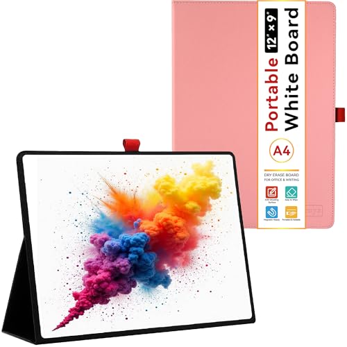12"x9" Portable White Board with Foldable Stand, A4 Small Whiteboard, Ultra-Smooth Anti-Ghosting Surface, Easy Wipes Dry Erase Board for Office Home School, Includes Marker & Eraser (Pink) - color: 12"×9" - Pink
