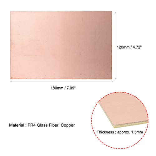 uxcell 180x120mm Single-Sided Copper Clad Laminate PCB Circuit Board FR4 1.5mm Thickness DIY Prototyping PCB Board 10pcs - size: 180x120mm