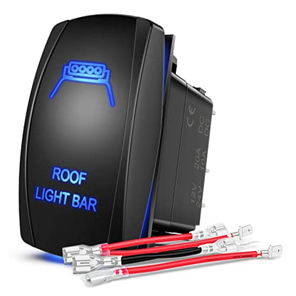 Nilight 5Pin Roof Light Bar Rocker Switch Laser Etched Toggle SPST - size: ROOF LIGHT BAR