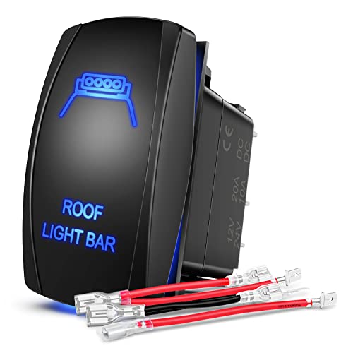 Nilight 5Pin Roof Light Bar Rocker Switch Laser Etched Toggle SPST - size: ROOF LIGHT BAR