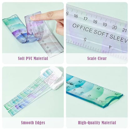 BAYTORY 6Pcs Flexible Plastic Ruler 30 cm/12 Inch, Transparent Rulers - size: 30 cm / 12 Inch