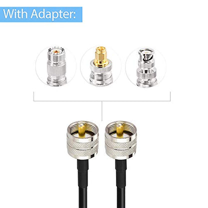 Superbat PL259 Cable UHF RG58 Coax Cable 6ft + SMA/BNC/PL259/SO239 Adapter - size: 6.56 ft