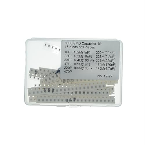 16 Values x 20 Pcs 0805 SMD MLCC Ceramic Capacitor 10pF-22uF - size: 0805