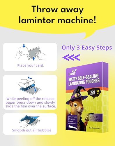 Uinkit 10Mil Matte Self Seal Double-Sided Laminating Pouches 5x7 Inches - color: Matte, size: Photo Size_5R