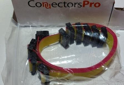 PC Accessories - Connectors Pro 20P 20cm 7 Inches Length 5-Pack Yellow Flat Ribbon Cable with 2.54mm 0.1" Pitch FC 20 Pins 2x10 Female Connector (20P-20cm-5PK) - size: 20P-20cm-5PK
