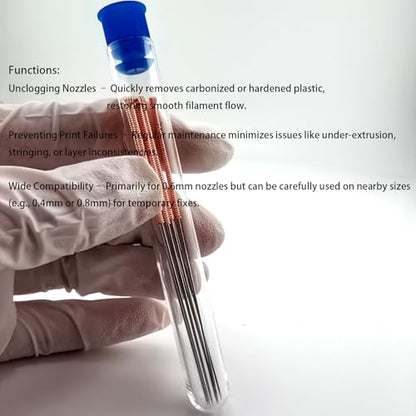 10Pcs 3D Printer Nozzle Cleaning Kit Needles 0.6mm, 3D Printer Nozzle Cleaning Needles Stainless Steel Nozzle Cleaner for Creality Ender 3,MK8,V6,Prusa,Volcano Nozzles, (Total Length: 85mm) - style: 10Pcs 3D Printer Nozzle Cleaning Needles 0.6mm