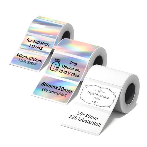 NIIMBOT M2/M3 Thermal Transfer Labels 3 Rolls Pack,Only for NIIMBOT M2/M3 - size: 3 Rolls MIX Size 1