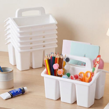 GlikCeil 24 Pcs Classroom Caddy Storage Basket with Handle,White - color: White