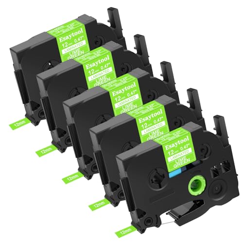 5 Pack Compatible with P-Touch TZe-MQG35 TZ-MQG35 White on Lime Green 12mm 0.47'' Laminated Label Tape Replacement for Ptouch PT-H100 PT-D200 D210 D400 PT-P700 PT-1000 PT-2030 Label Maker - color: White on Lime Green, size: 12mm