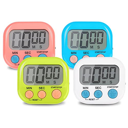 4-Piece Multi-Function Electronic Timer, Learning Management, Suitable for Kitchen, Study, Work, Exercise Training, Outdoor Activities(not Including Battery).