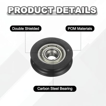 uxcell 20Pcs 625ZZ POM Pulley U-Groove Ball Bearing, 5x23.5x6.8mm, Black - color: Black, size: 5x23.5x6.8mm, 625ZZ