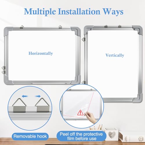 White Board Dry Erase for Wall, 12" x 16" Magnetic White Board - color: Silver Blank Frame