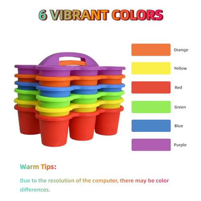 6 Pack Plastic Classroom Caddy Organizer with Handle,6 Compartment, Rainbow - color: Rainbow