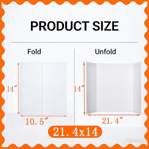 12Pack Trifold Display Board 21.4"x 14", White Corrugated Poster Board for School Projects, Science Fairs, Presentations - color: 12Pack21.4x 14