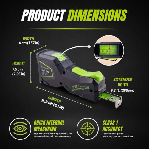 2.0 16ft Measuring Tape with Top View Reading Window, Dual Scale