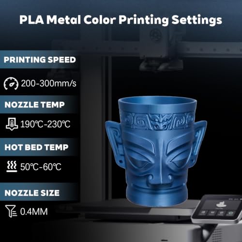 Metal Bluing PLA 1.75mm 1kg Shiny Smooth Metallic 3D Filament Spool FDM AMS - color: I_pla-002 Metal Bluing