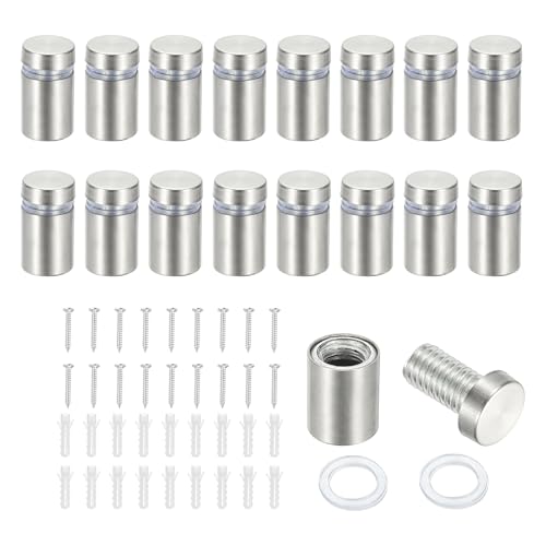 PATIKIL 1/2x0.79" Standoff Screws, 16 Pack Stainless Steel Stand Off Wall Mounts Wall Sign Mounting Hardware Advertising Standoff Nail for Hanging Acrylic Signs Picture Frame, Silver - size: 1/2x0.79"
