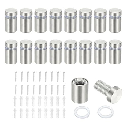 PATIKIL 1/2x0.79" Standoff Screws, 16 Pack Stainless Steel Stand Off Wall Mounts Wall Sign Mounting Hardware Advertising Standoff Nail for Hanging Acrylic Signs Picture Frame, Silver - size: 1/2x0.79"