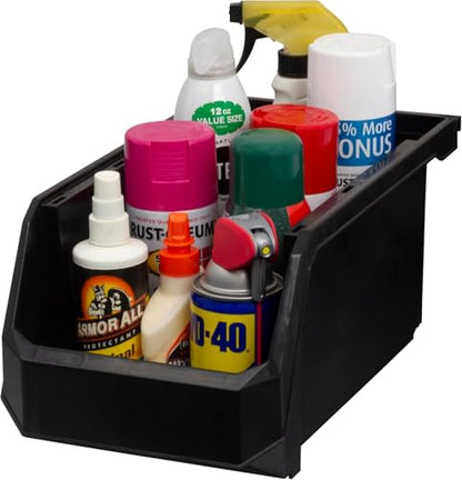 Akro-Mils ReadySpace Large Stackable Plastic Storage Bins, 6-Pack, Black - color: Black, size: Large, 6-Pack